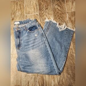 Special A Wide Leg Distressed Blue Jeans